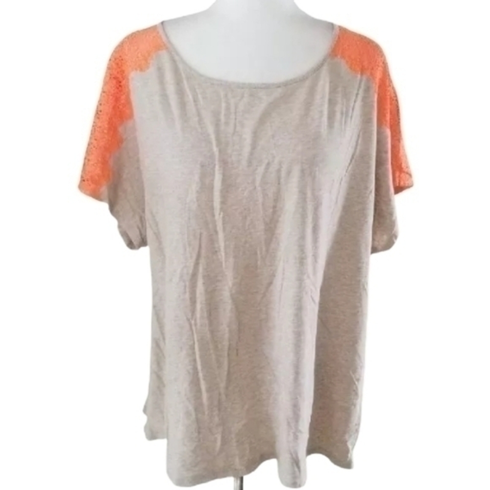 LANE BRYANT NEON LACE SLEEVE TEE SZ 3X 22 24
